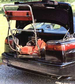 Trunk with mower in it